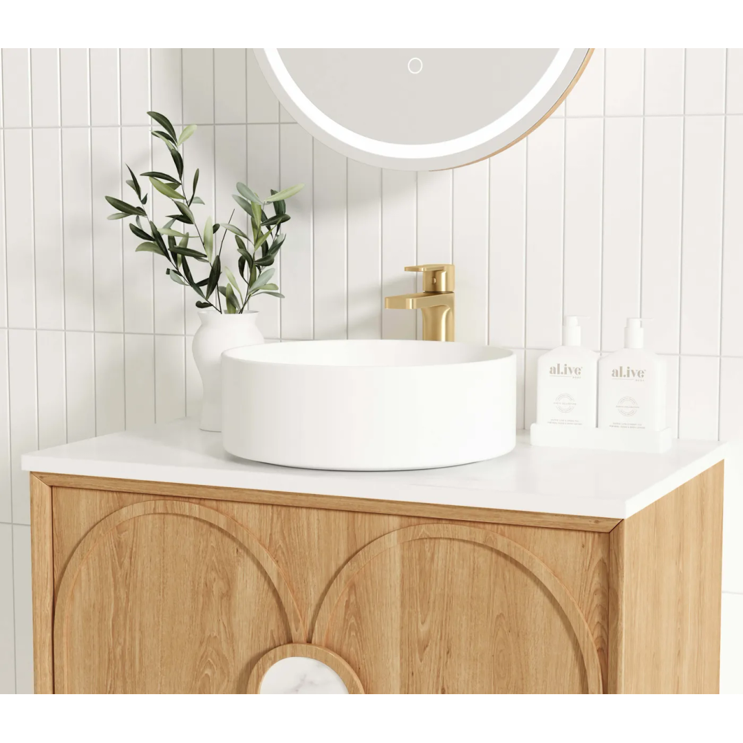 Otti Laguna Mk Ii 600 Natural Woodland Oak Wall Hung Vanity With Ceramic Top