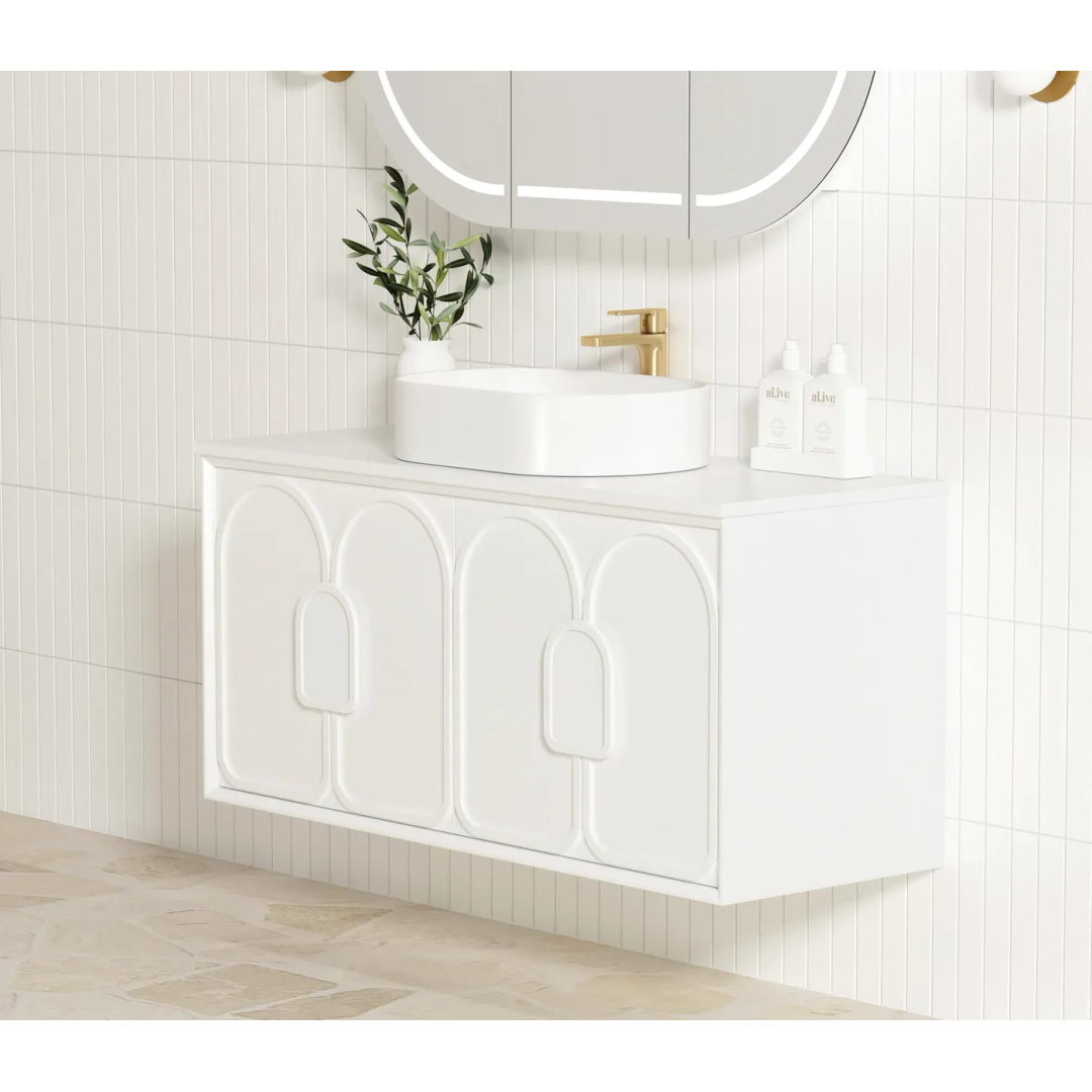 Otti Laguna Mk Ii 1200 Matte White Wall Hung Vanity With Pure White Top