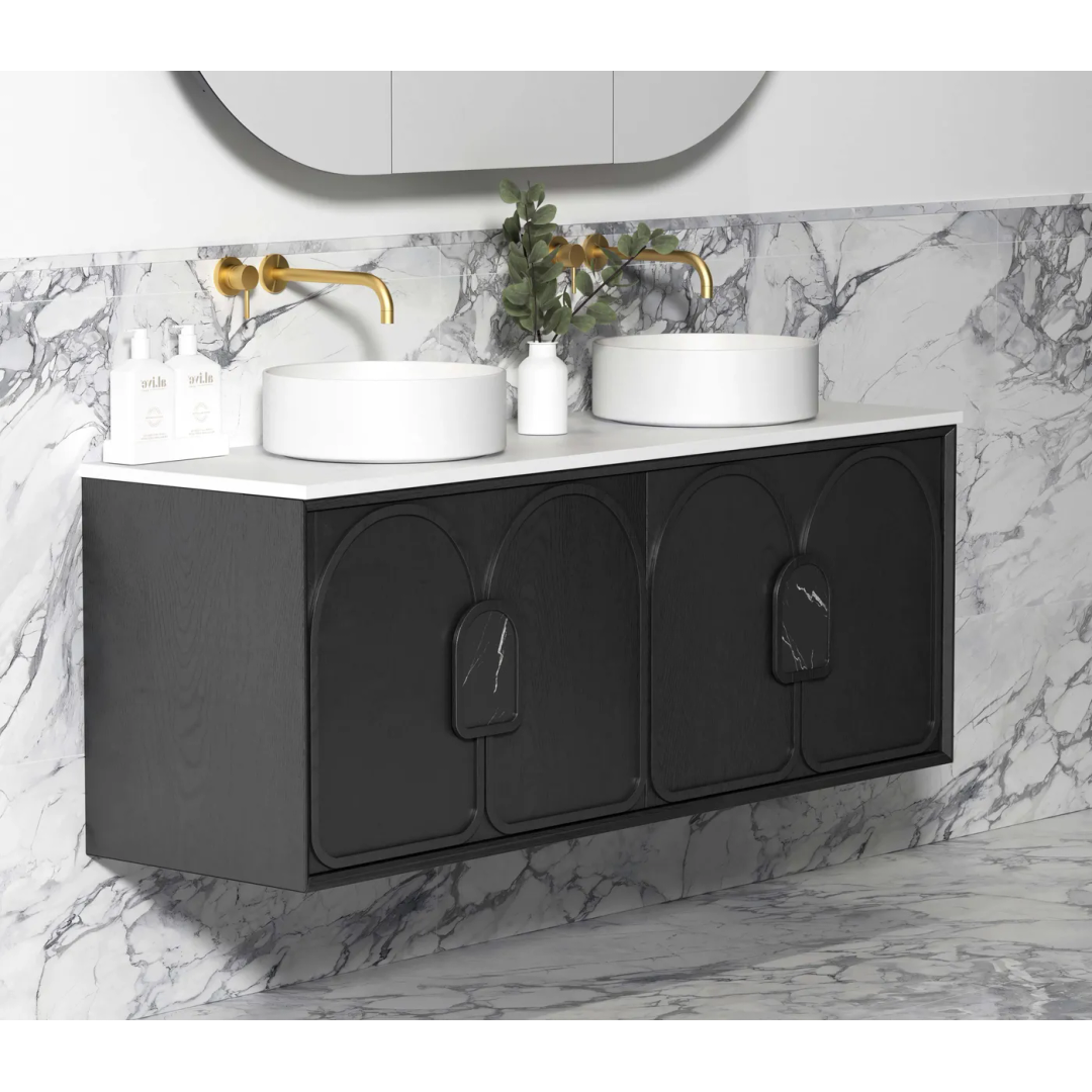 Otti Laguna Mk Ii 1500 Black Oak Wall Hung Vanity With Matte White Top