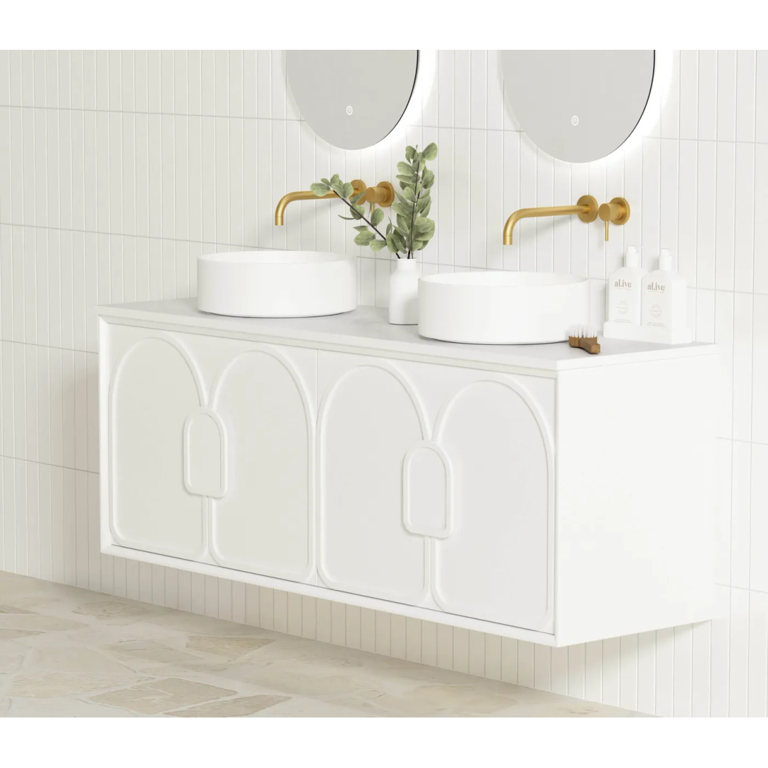 Otti Laguna Mk Ii 1500 Matte White Wall Hung Vanity With Ceramic Top