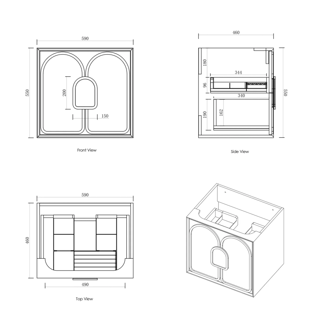 Otti Laguna Mk Ii 600 Matte White Wall Hung Vanity With Ceramic Top