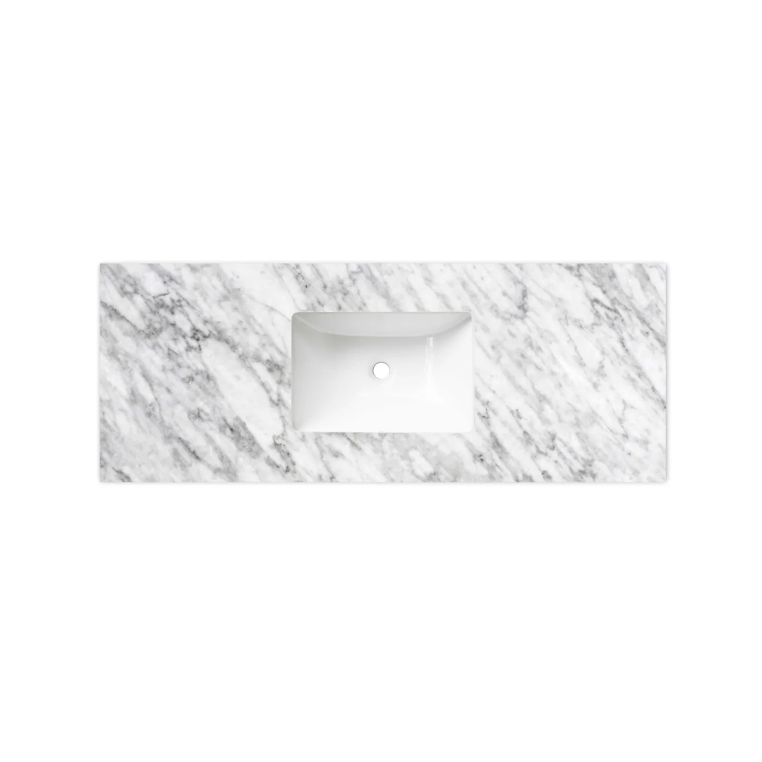 Otti Laguna Mk Ii 1200 Black Oak Wall Hung Vanity With U/Mount Carrara Marble Top & Basin