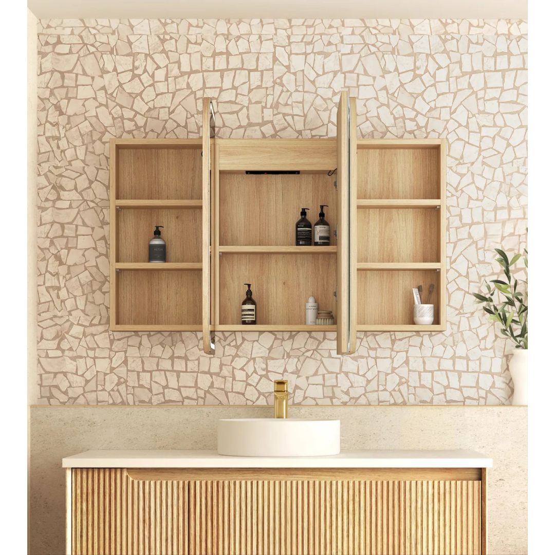 Otti Led Newport 1200X750 Natural Oak Shaving Cabinet - Premium Edition