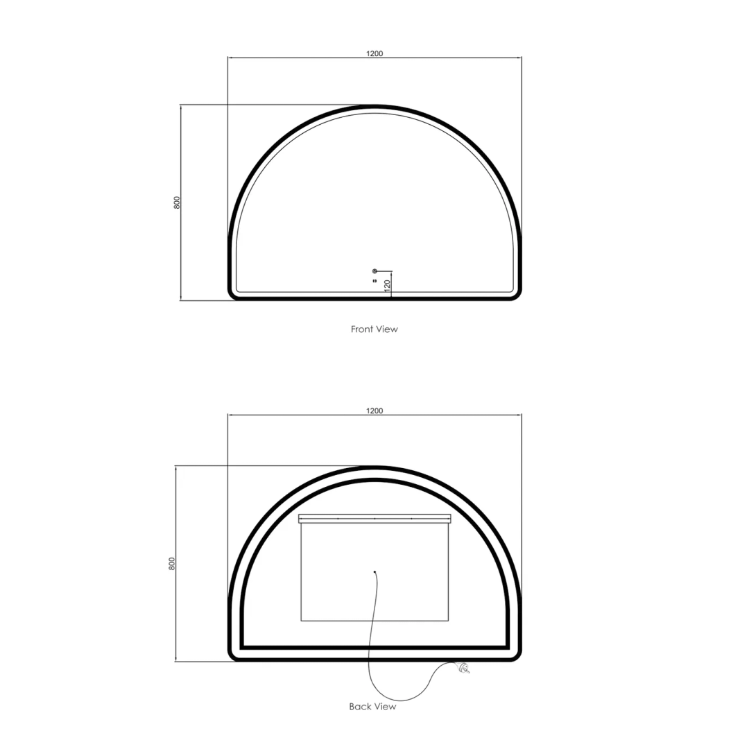 Otti Led Moonlight Archie 800X1200 Black Metal Frame Mirror