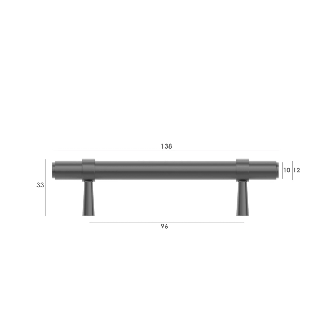 Otti Astor - 96/138Mm Gun Metal Handle (96Mm Hole To Hole ; 138Mm Total Length)