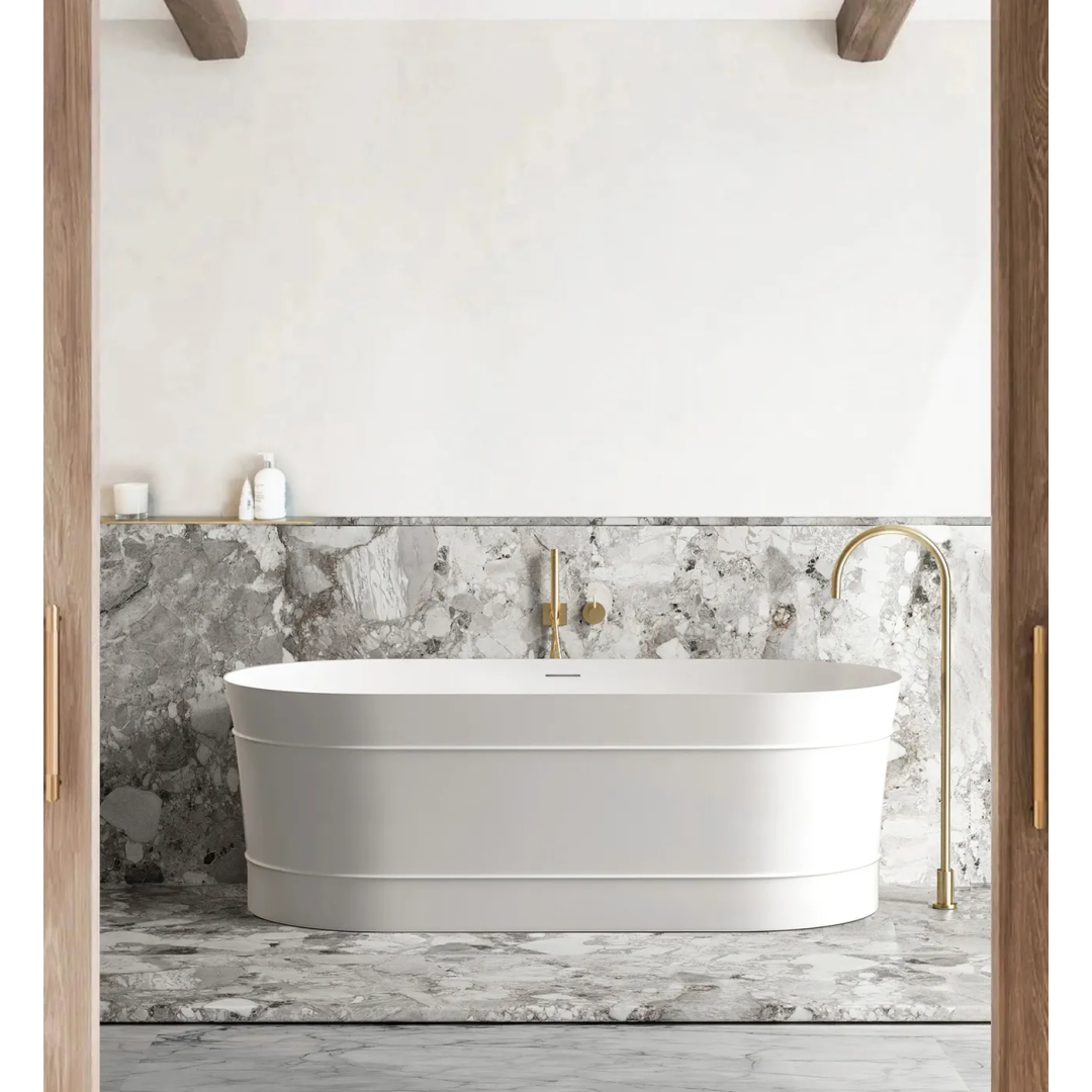 Otti Attica Bondi 1500X800X580 Matte White Freestanding Bath With Overflow.