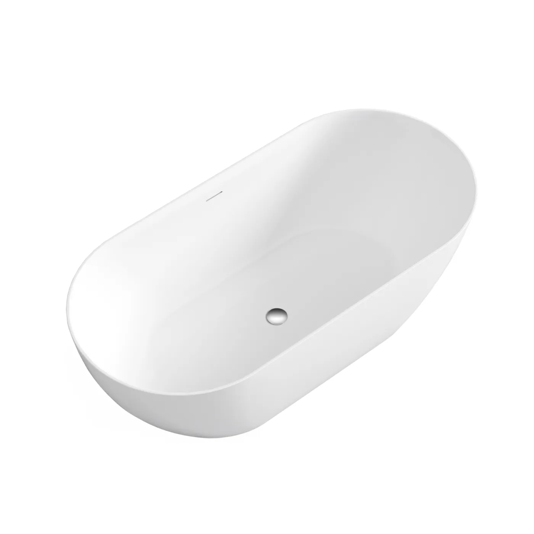 Otti Attica Manolo 1530 Matte White Freestanding Bath With Overflow