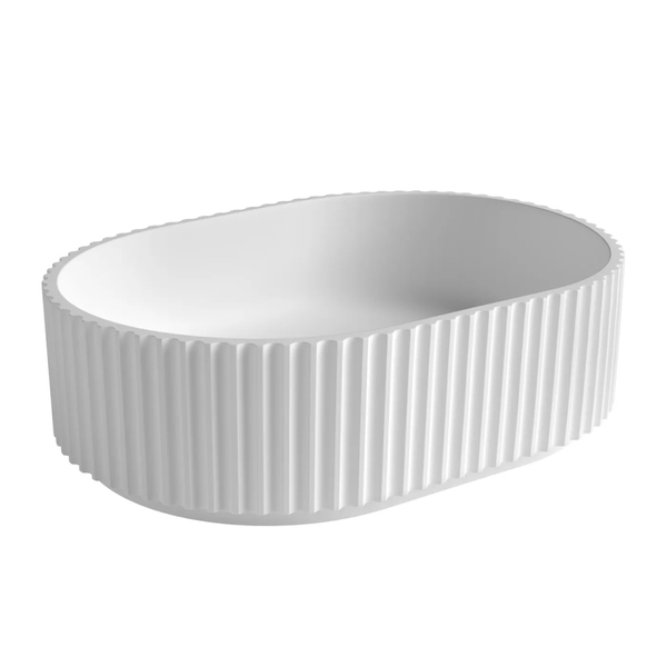 Otti Celine Oval Fluted Solid Surface 480X345X140 Matte White Basin Nf