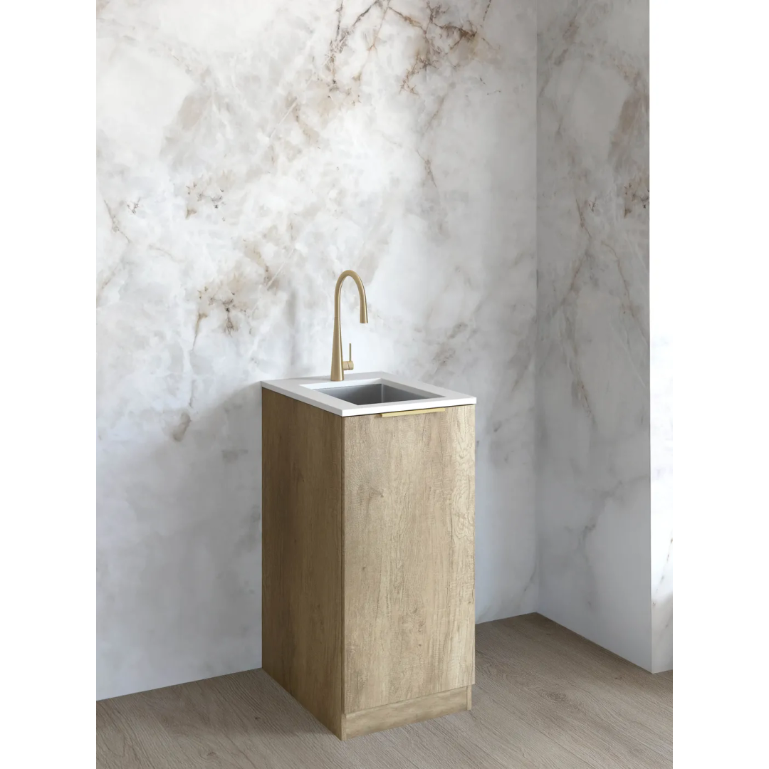 Otti Mini Laundry 430Mm Byron/Bondi Natural Oak With Pure White Top