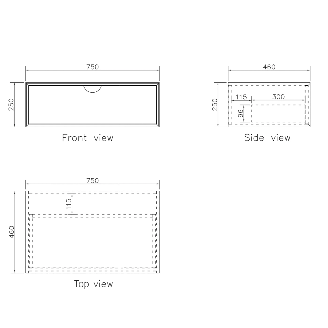 Otti Moonlight Wall Hung Cabinet 700 White Single Basin(Gold Handle)