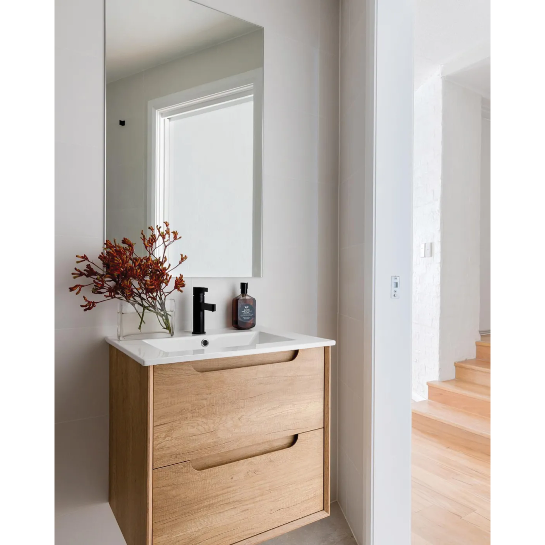 Otti Byron 750mm Natural Oak Wall Hung Vanity with Ceramic Top