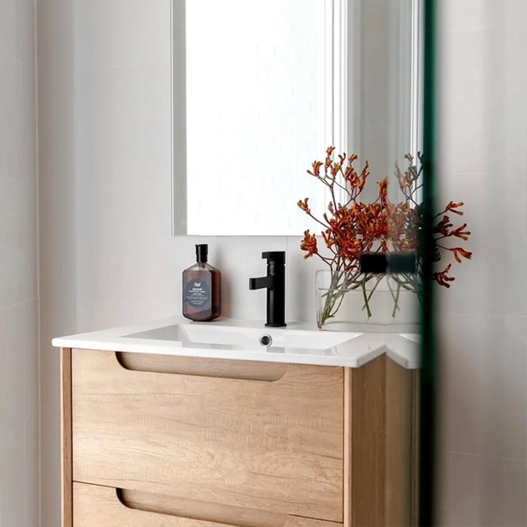 Otti Byron 750mm Natural Oak Wall Hung Vanity with Ceramic Top
