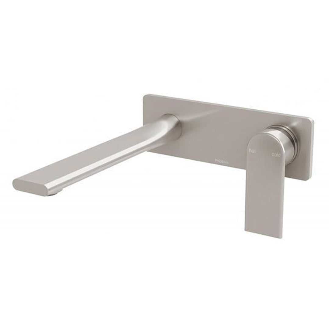 Phoenix Teel Wall Basin/Bath Mixer Set 200mm - Brushed Nickel