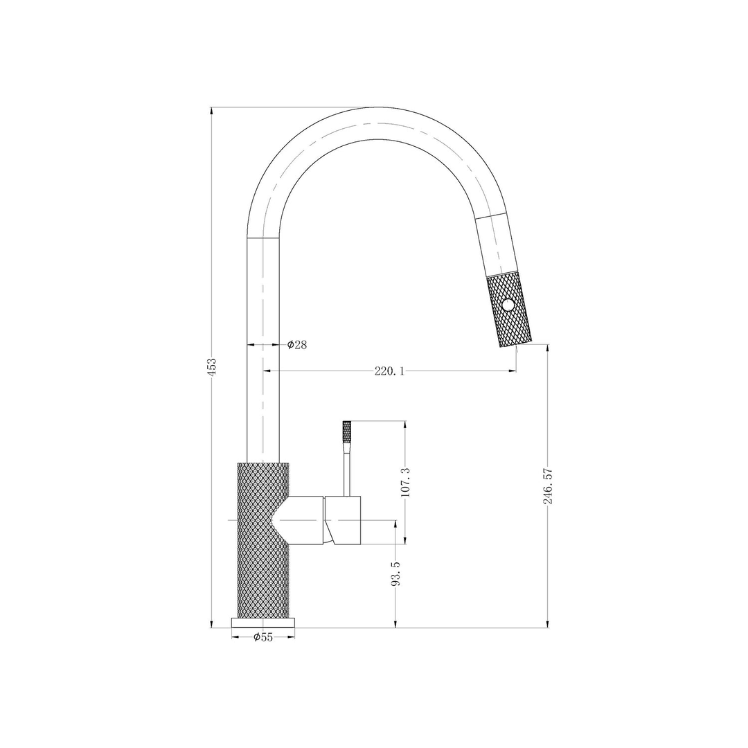 Nero Opal Pull Out Sink Mixer with Veggie Spray - Graphite