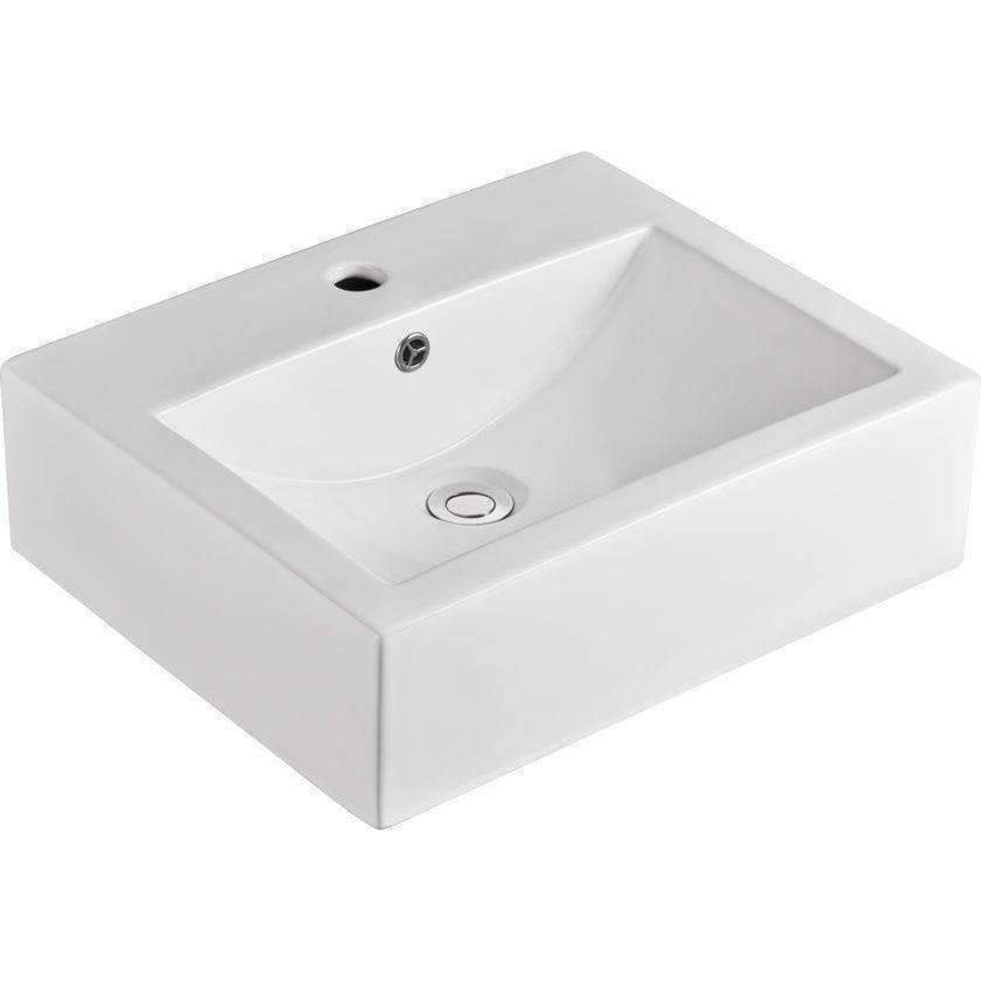 Aspire Unity Square Above Counter Basin White 1 Tap Hole 510X410