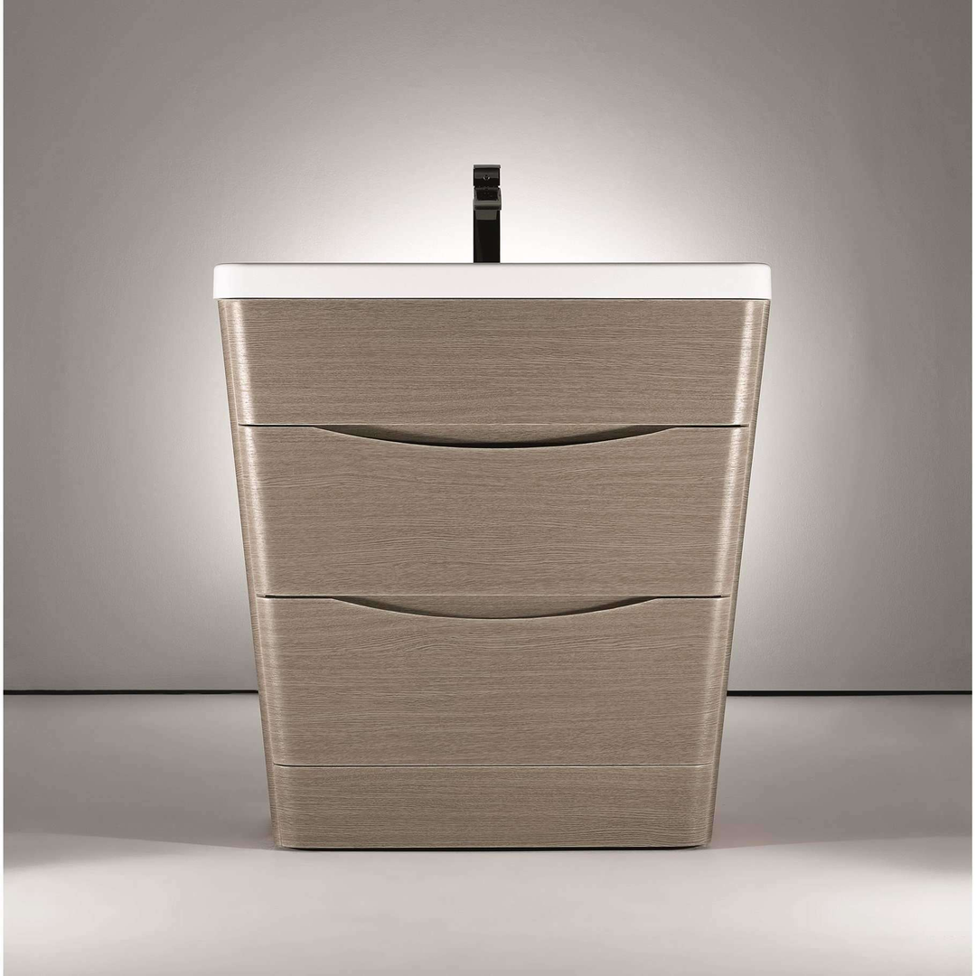 Belbagno Piramid 800mm Floor Standing Vanity White Oak 800 X 520