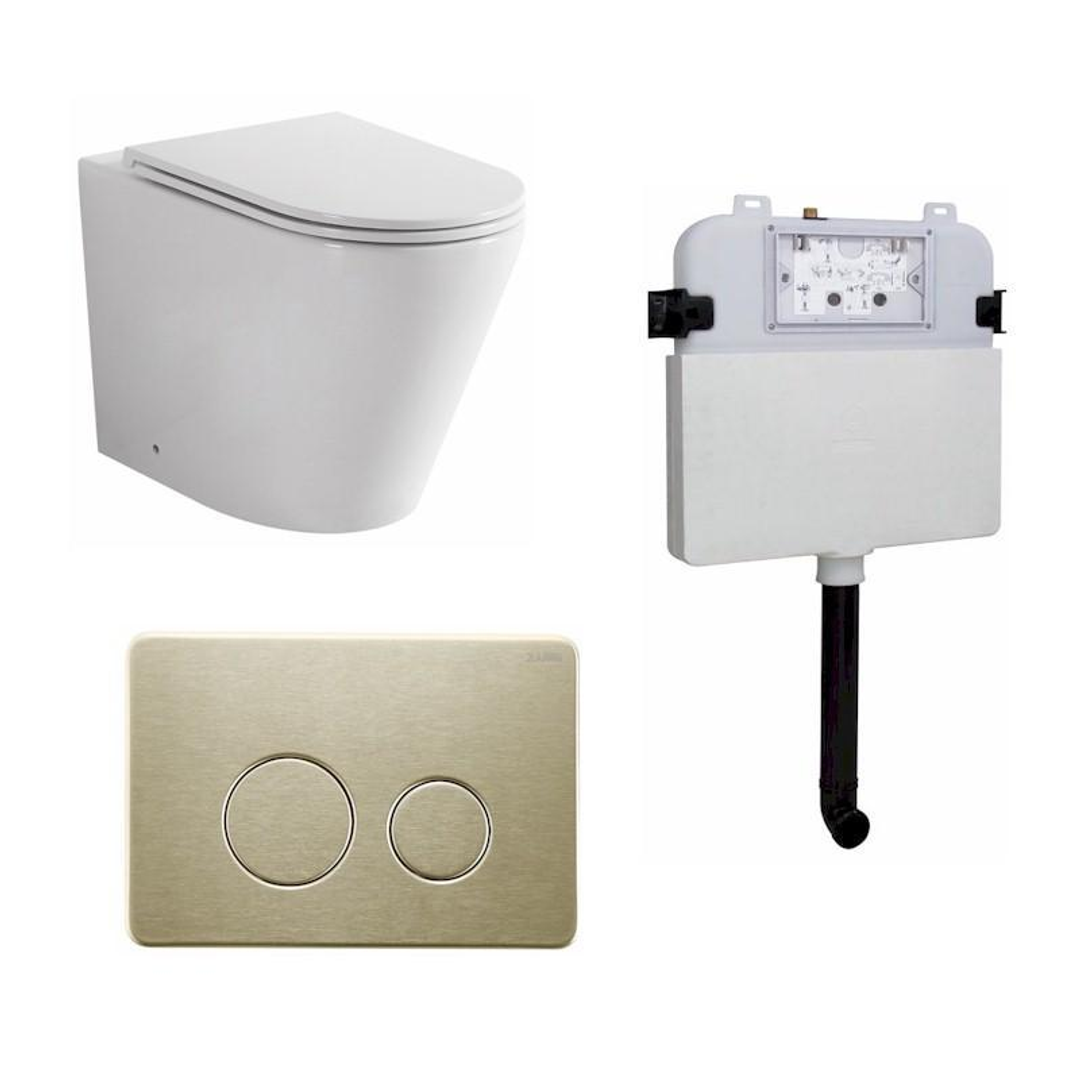 Zumi Java In-Wall Toilet Package Brushed Gold Flush Plate