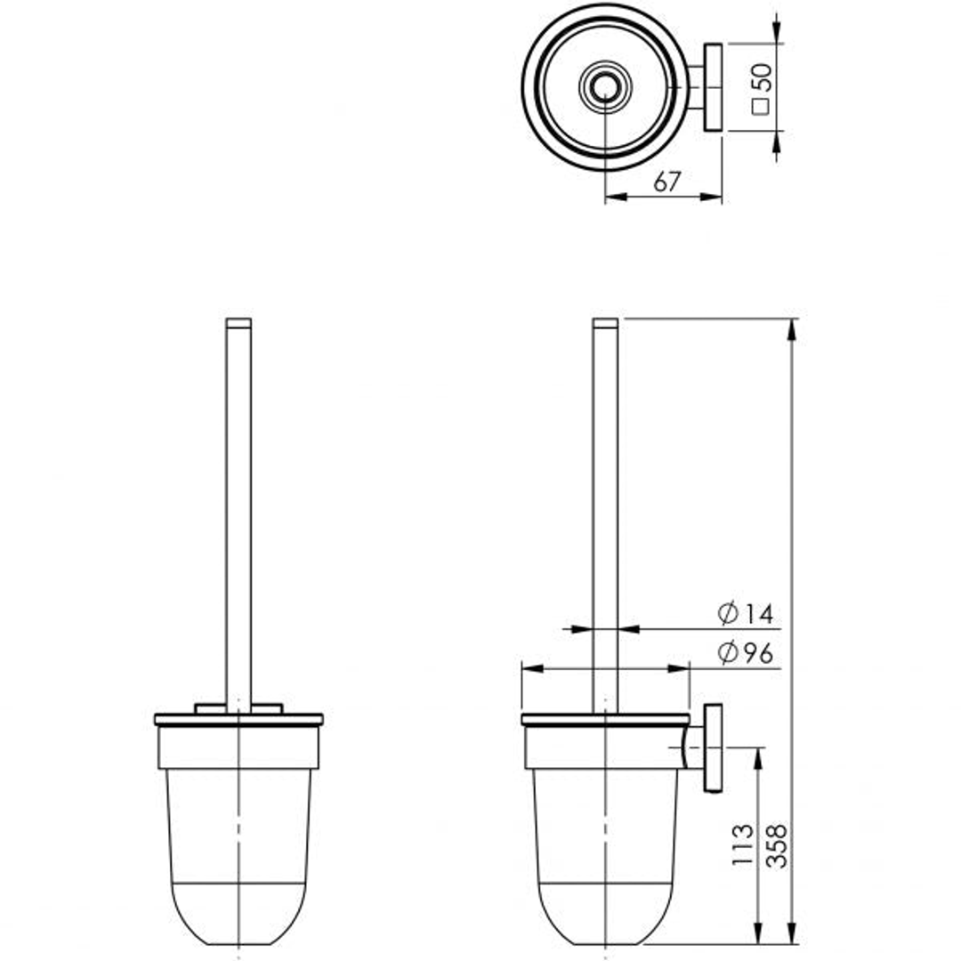 Phoenix Radii Toilet Brush & Holder Square - Chrome