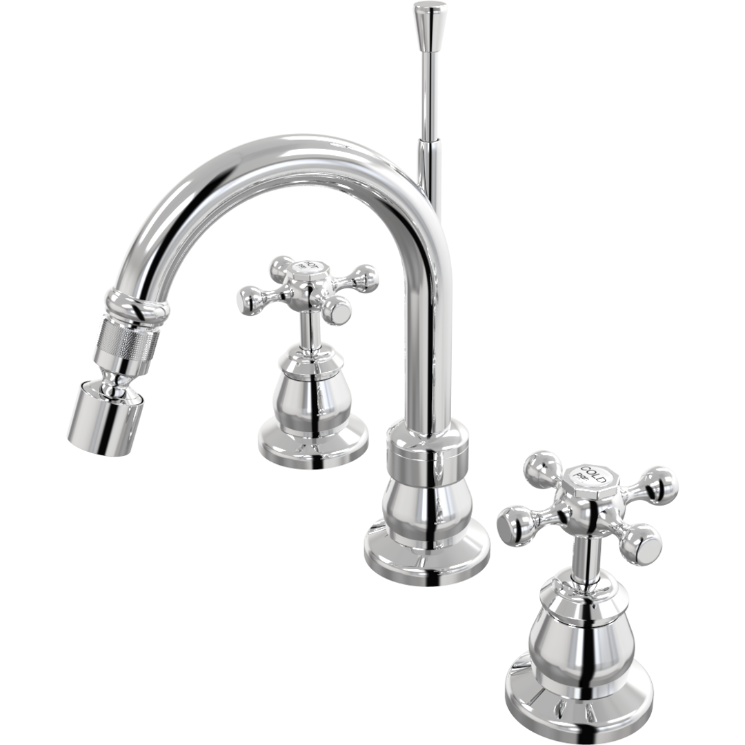 Par Tap Tudor Hob Bidet Set - 120mm - Chrome
