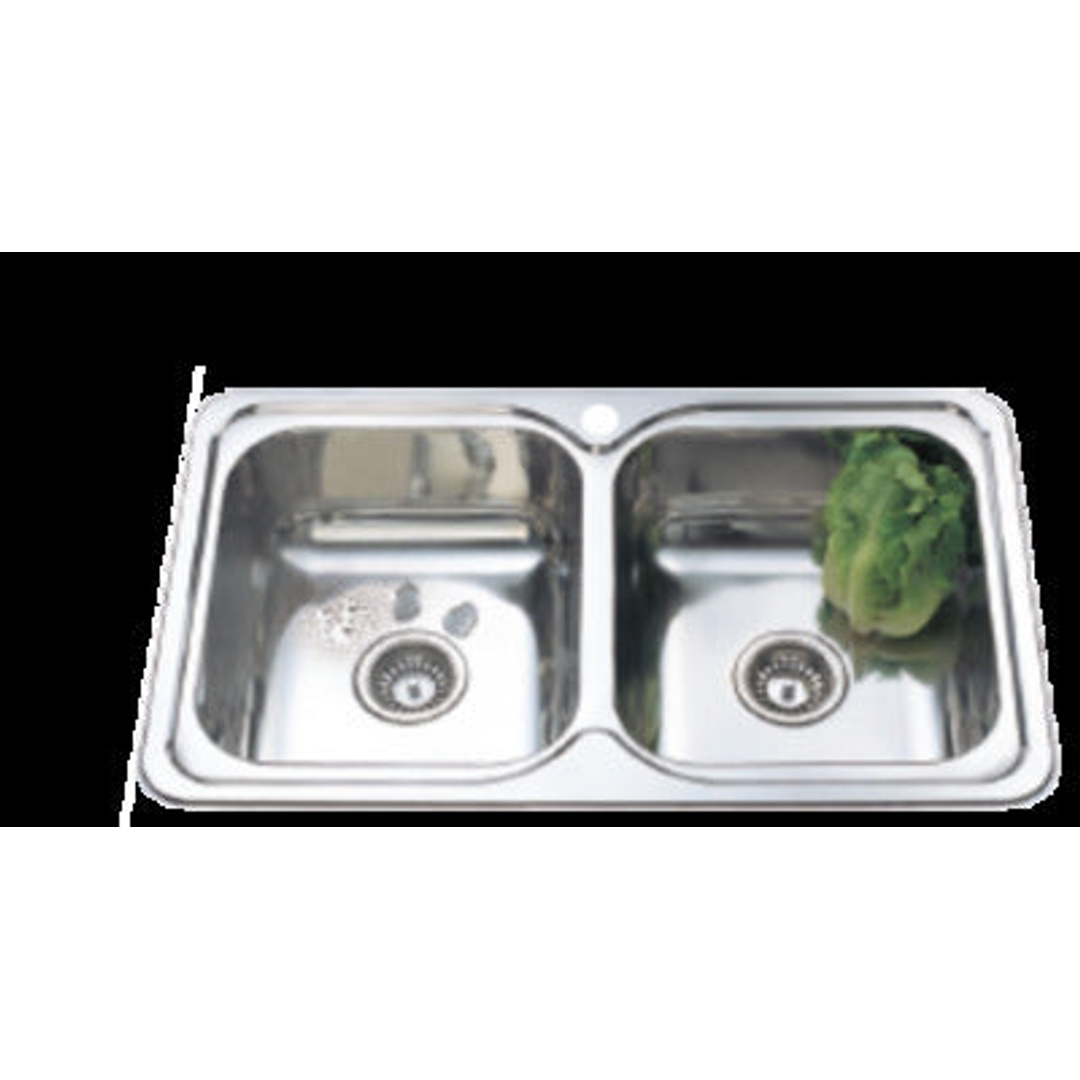 Interchange Uptown Double Bowl Pressed Topmount S/Steel Sink - 820 X 500 X 180
