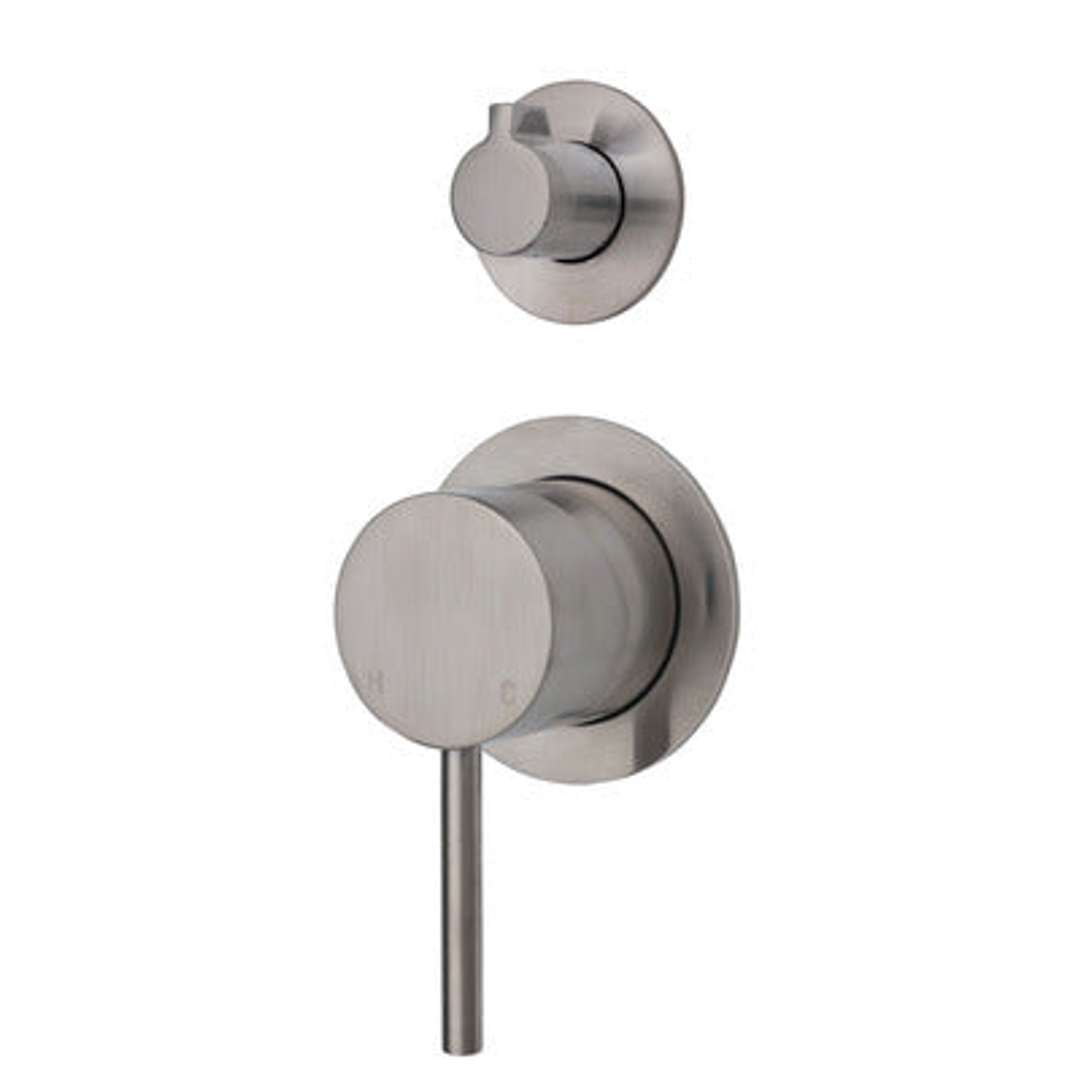 Fienza Kaya Divertor Mixer Brushed Nickel Small Round Brushed Nickel Plates