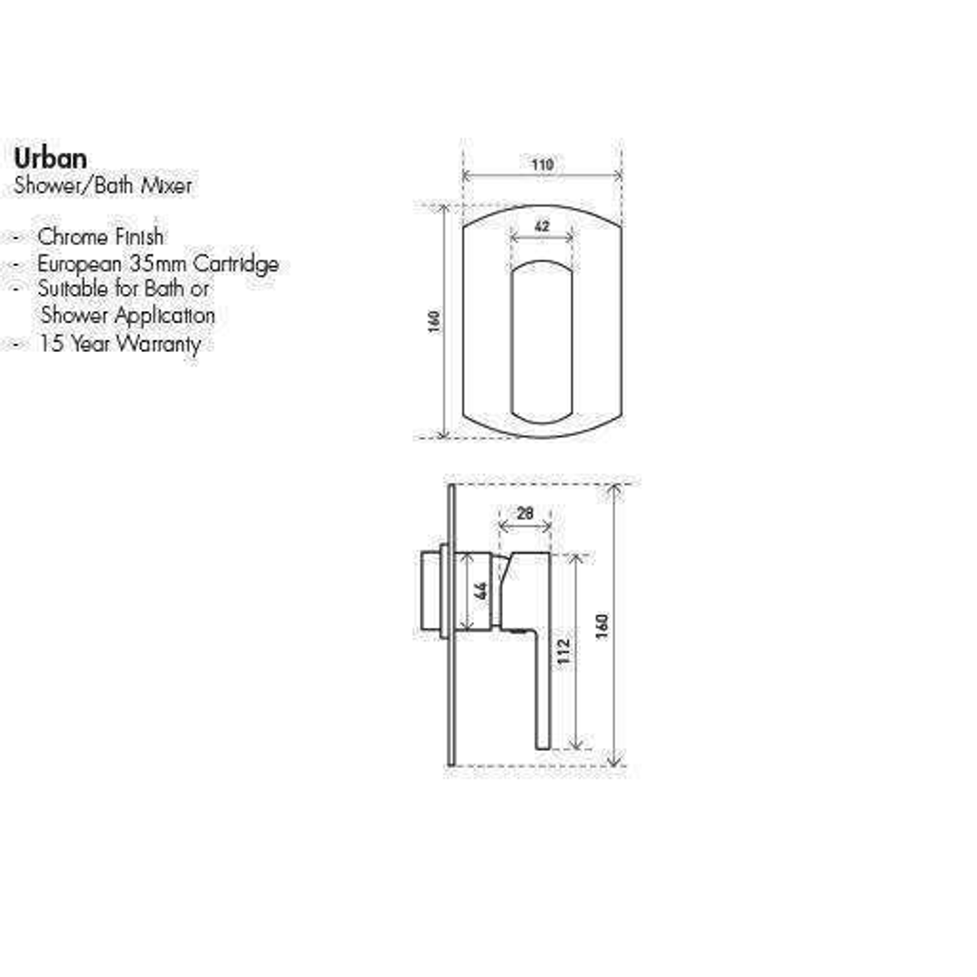 Aspire Urban Shower/Bath Mixer C/P
