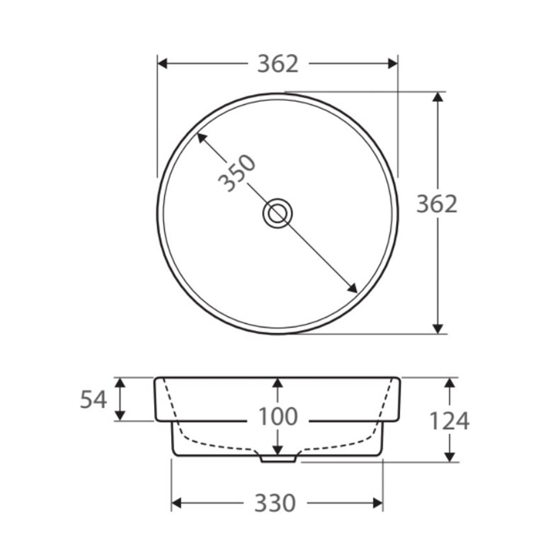 Fienza Reba Semi Inset Basin 355 X 355 X 48mm White