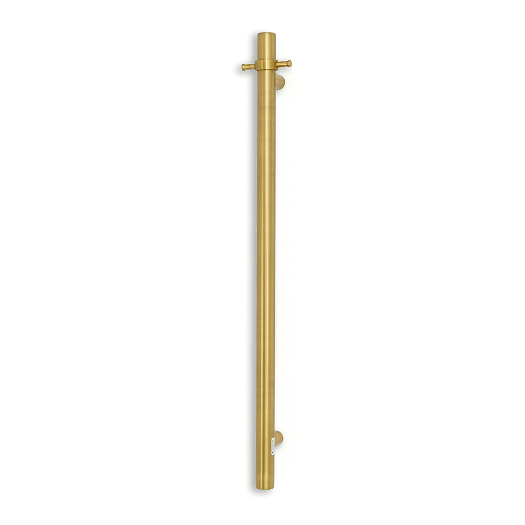 Radiant Brushed Gold Vertical 950Mm Round Non Heated Single Bar Towel Rail
