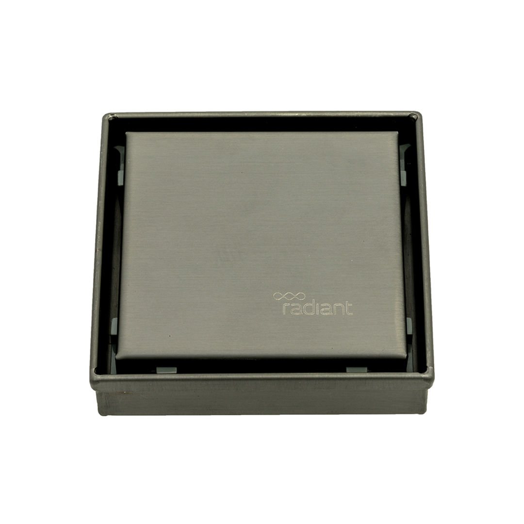 Radiant Slotted Square Shower Grate 100Mm X 38Mm Outlet Gun Metal Grey