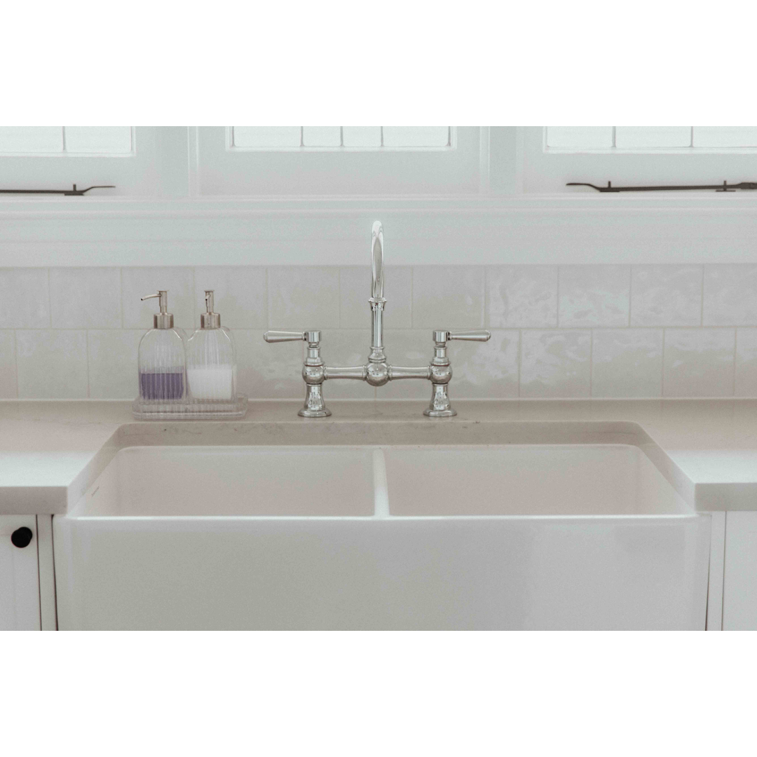 T&H Novi 84 X 46 Dbl Bowl Butler Sink Dbl Sided Flat Front &Ribbed Front