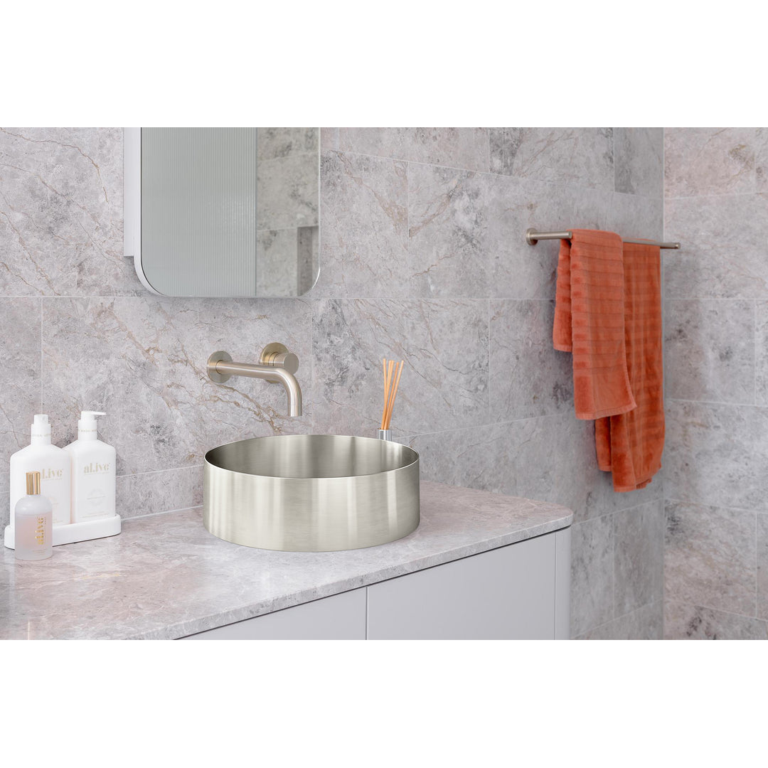 Meir Steel Round Bathroom Basin 380 X 110 Brushed Nickel