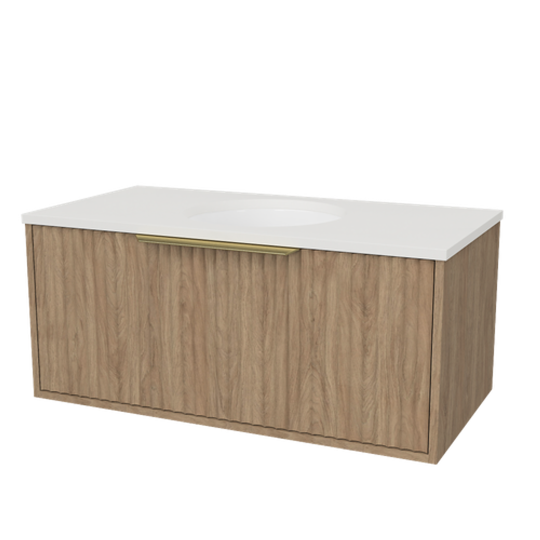 Timberline Elwood Vanity 900mm Centre Wg Basin Silksurface Uc Top Wall Hung