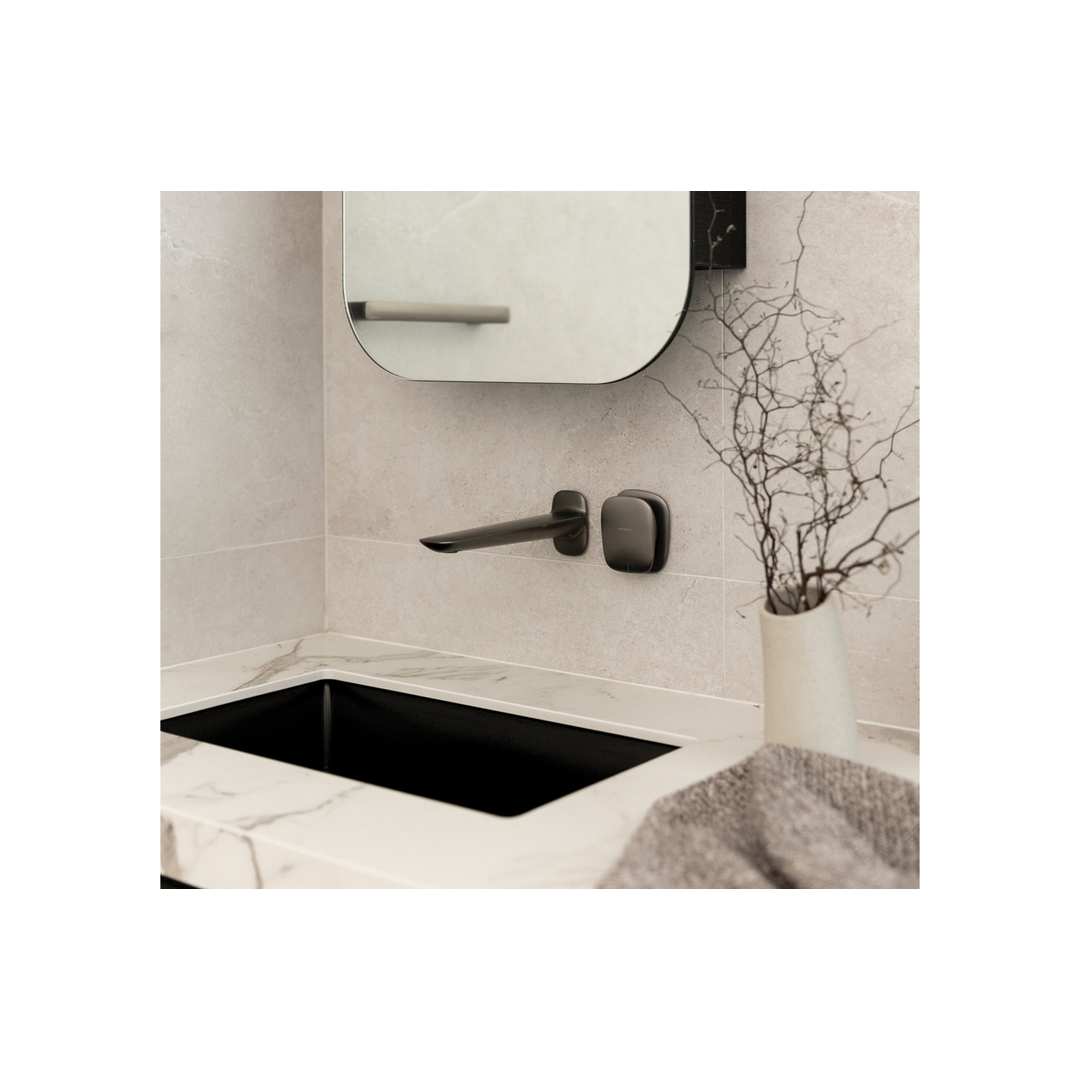 Phoenix Nuage Wall Basin / Bath Mixer Set 200Mm Brushed Carbon