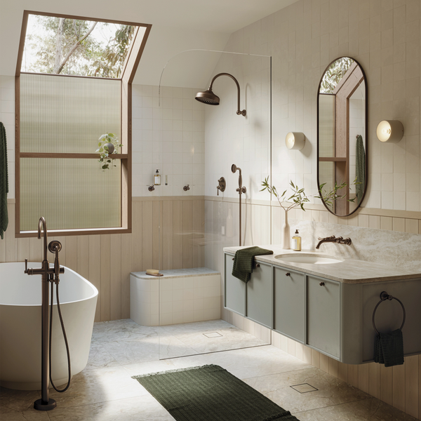 Phoenix Cromford Floor Mounted Bath Mixer With Hand Shower Brushed Bronze