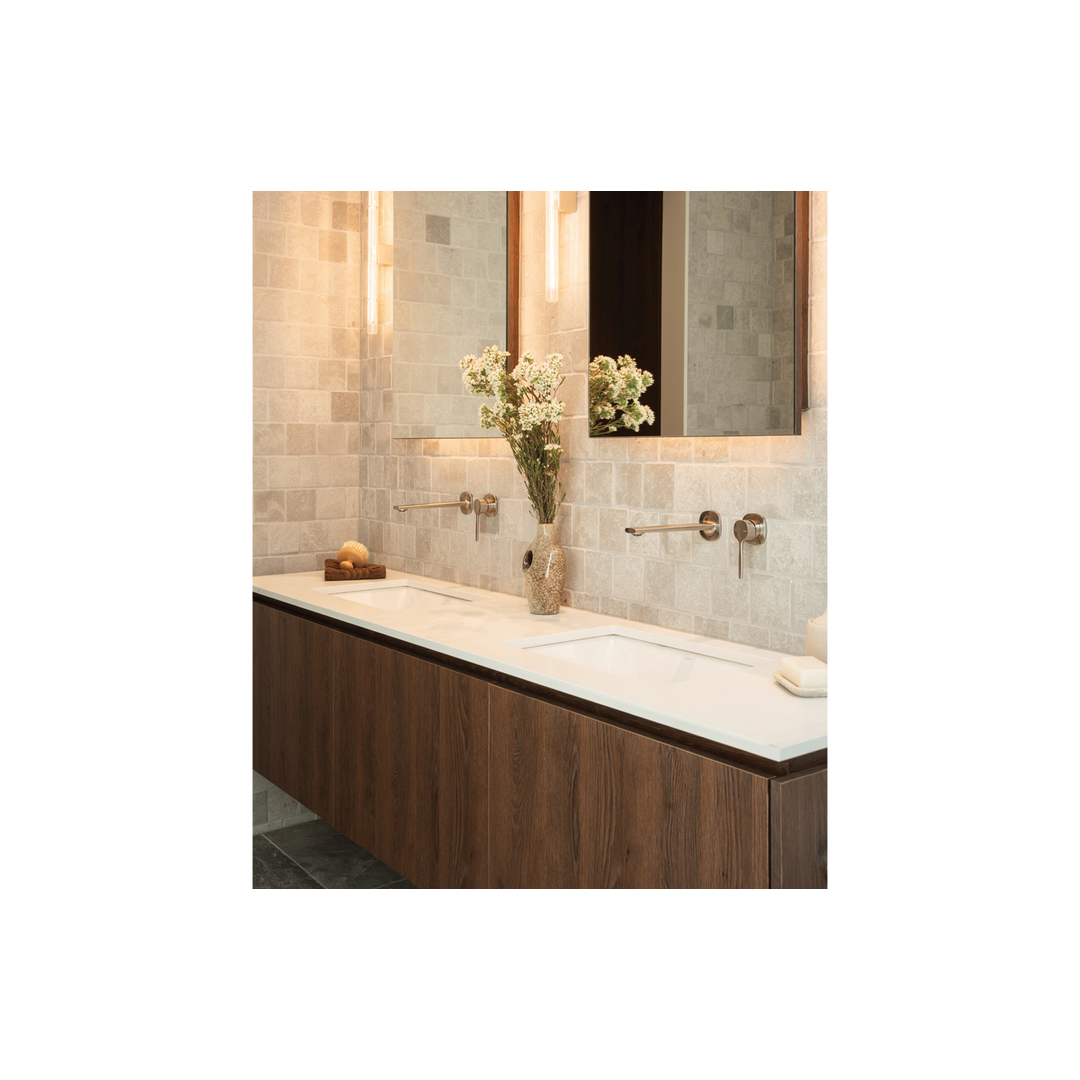 Phoenix Vask Switchmix Wall Basin / Bath Mixer Set 200Mm Brushed Nickel