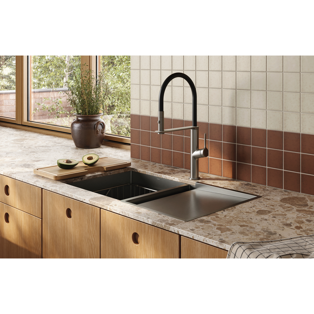 Phoenix Vask Flexible Hose Sink Mixer 200mm Brushed Carbon 139-7110-31-1