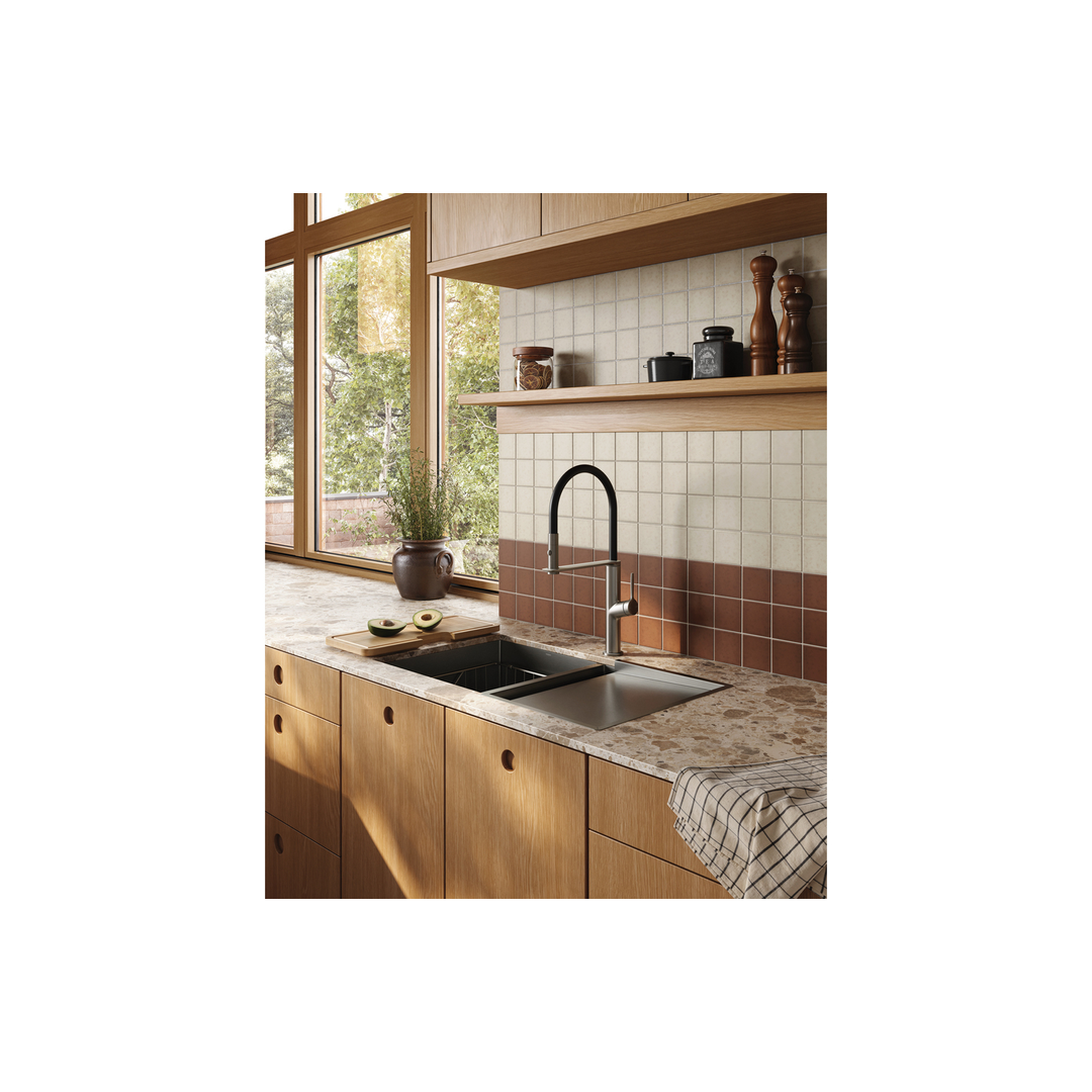 Phoenix Vask Flexible Hose Sink Mixer 200mm Brushed Carbon 139-7110-31-1