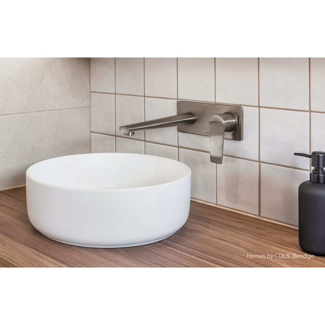 Phoenix Arlo Wall Basin / Bath Mixer Set 200Mm Trim Kit Only Brushed Nickel