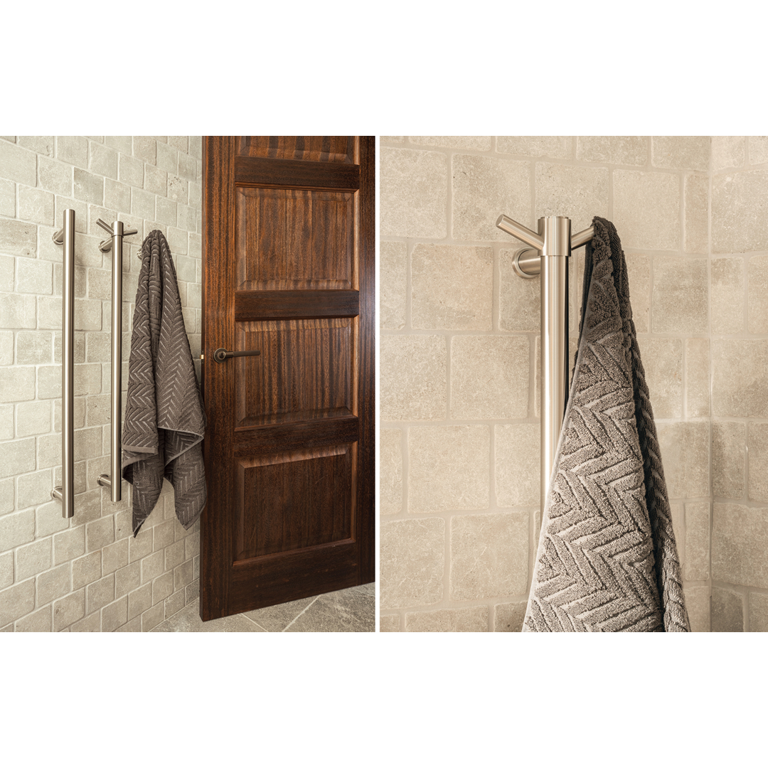 Phoenix Heated Towel Rail Round 800Mm Brushed Nickel