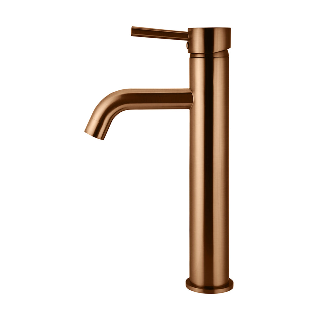 Meir Round Tall Basin Mixer Curved Lustre Bronze