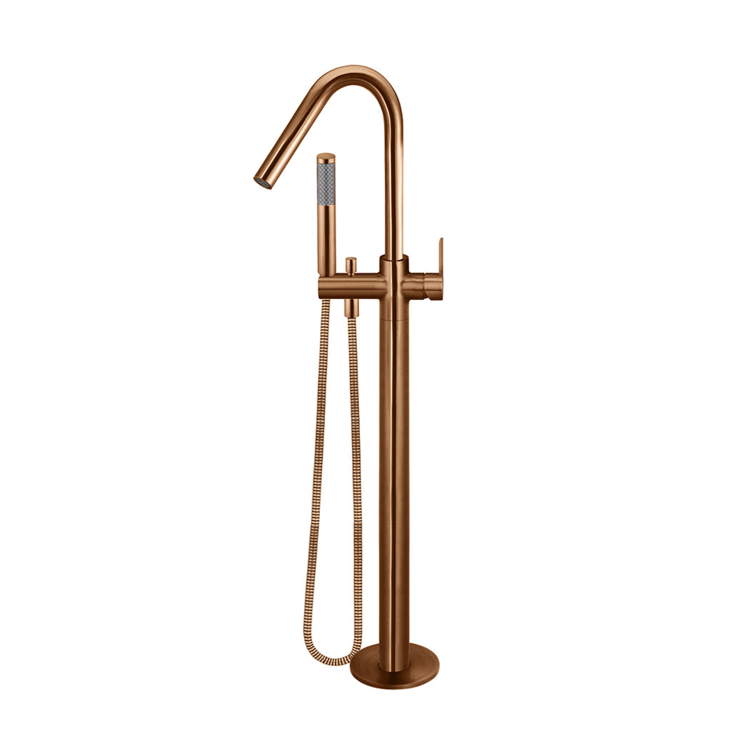 Meir Round Paddle Freestanding Bath Spout And Hand Shower Lustre Bronze