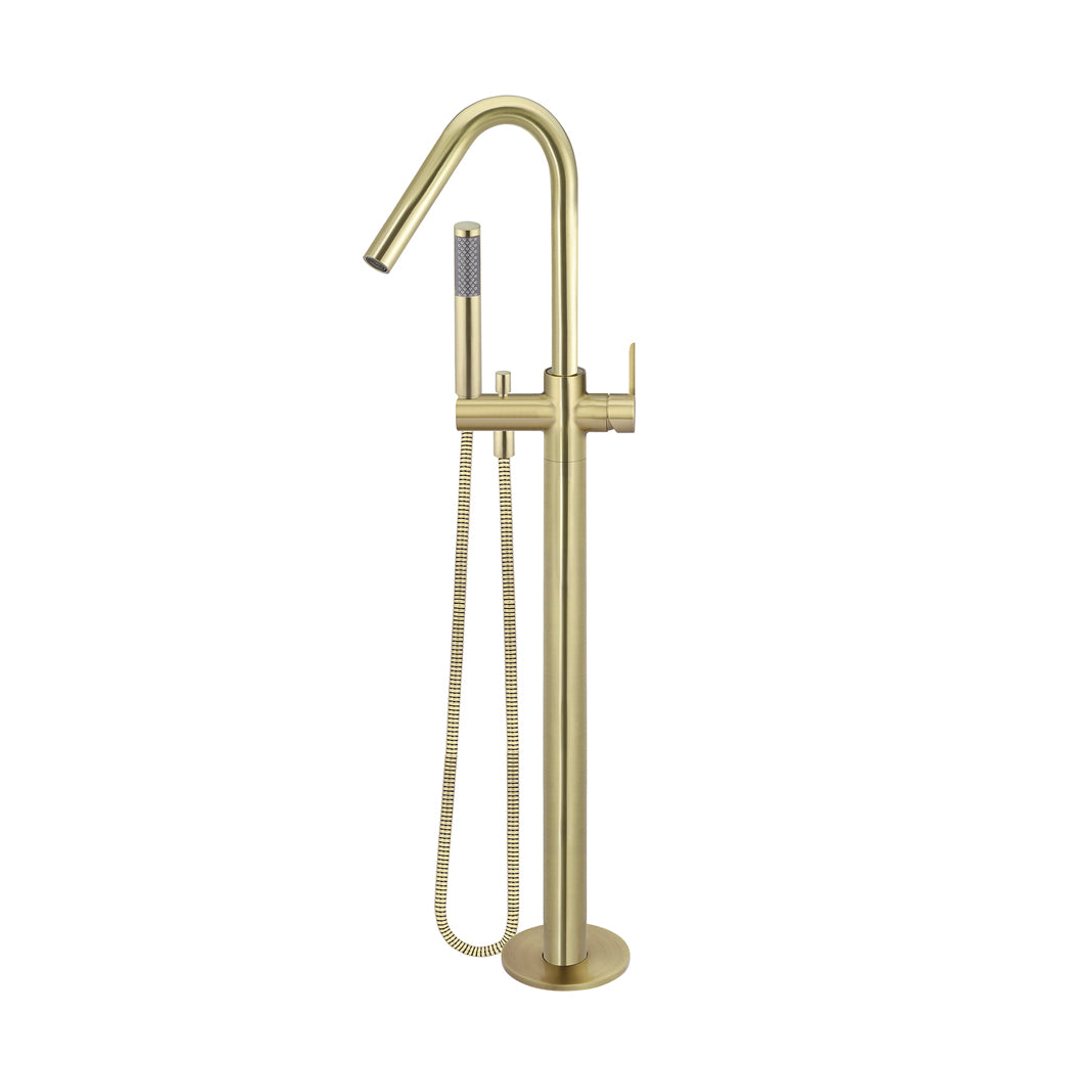 Meir Round Paddle Freestanding Bath Spout And Hand Shower Tiger Bronze