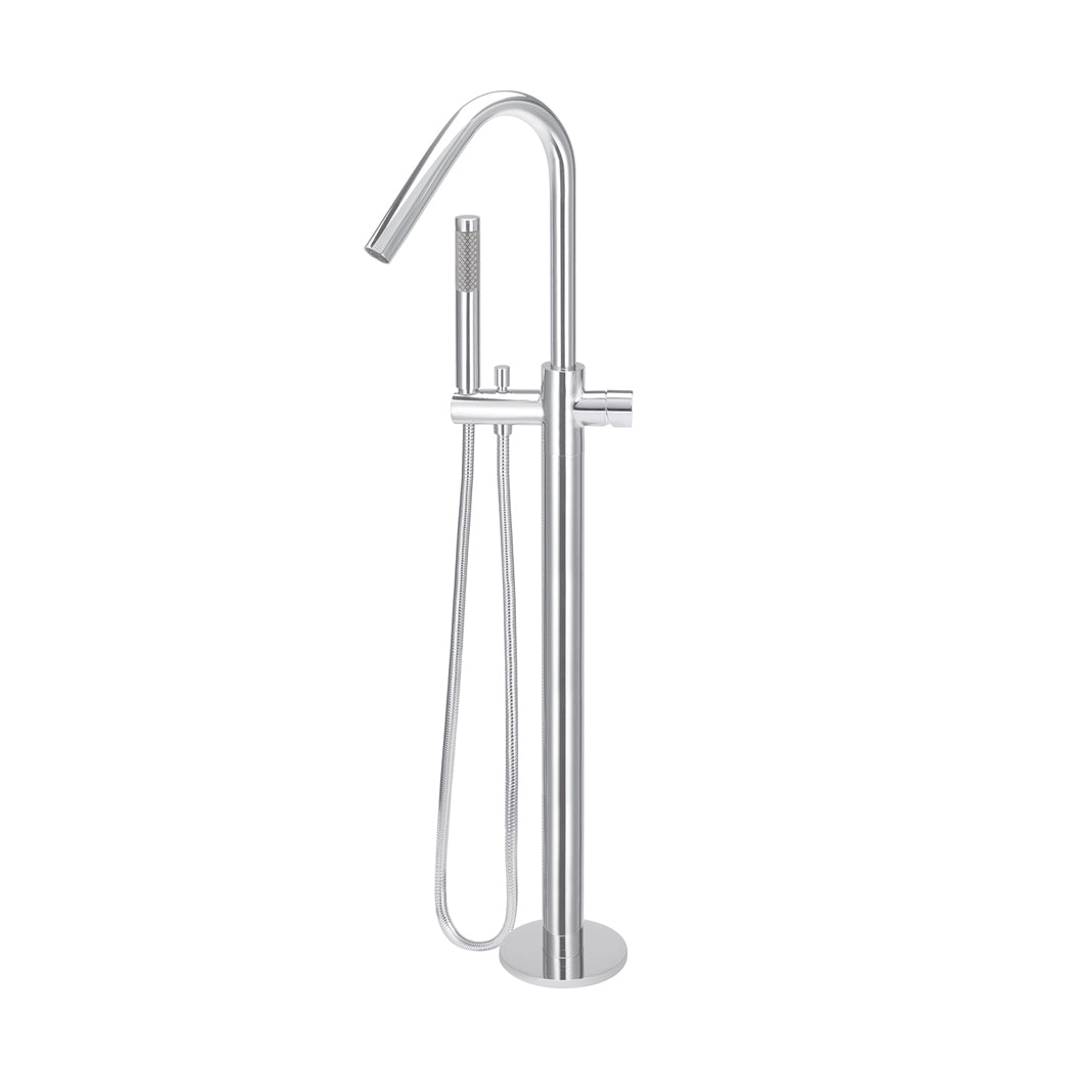 Meir Round Pinless Freestanding Bath Spout And Hand Shower Polished Chrome