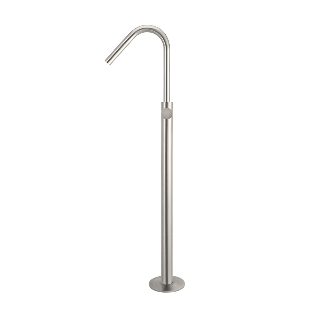 Meir Round Pinless Freestanding Bath Spout And Hand Shower Brushed Nickel