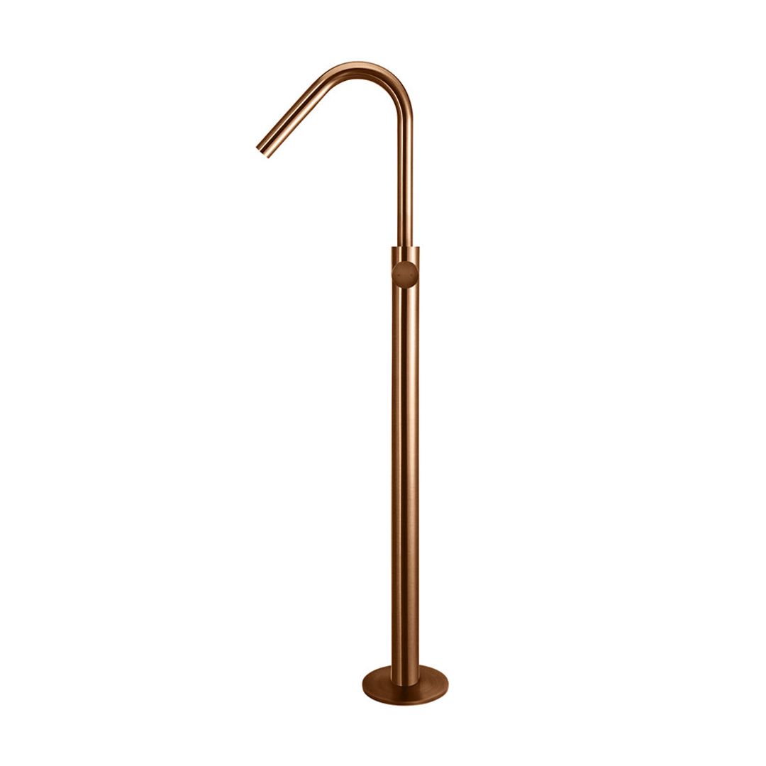 Meir Round Pinless Freestanding Bath Spout And Hand Shower Lustre Bronze