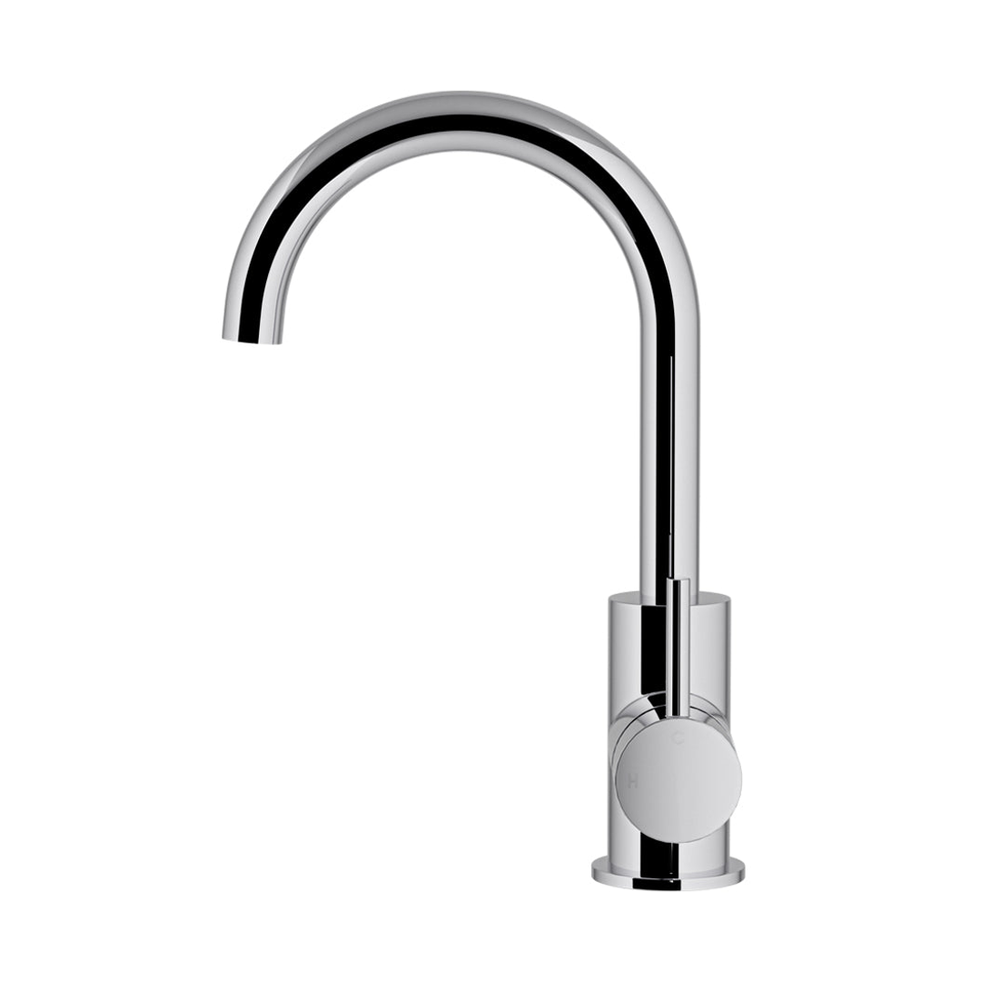 Meir Round Gooseneck Basin Mixer With Cold Start Polished Chrome