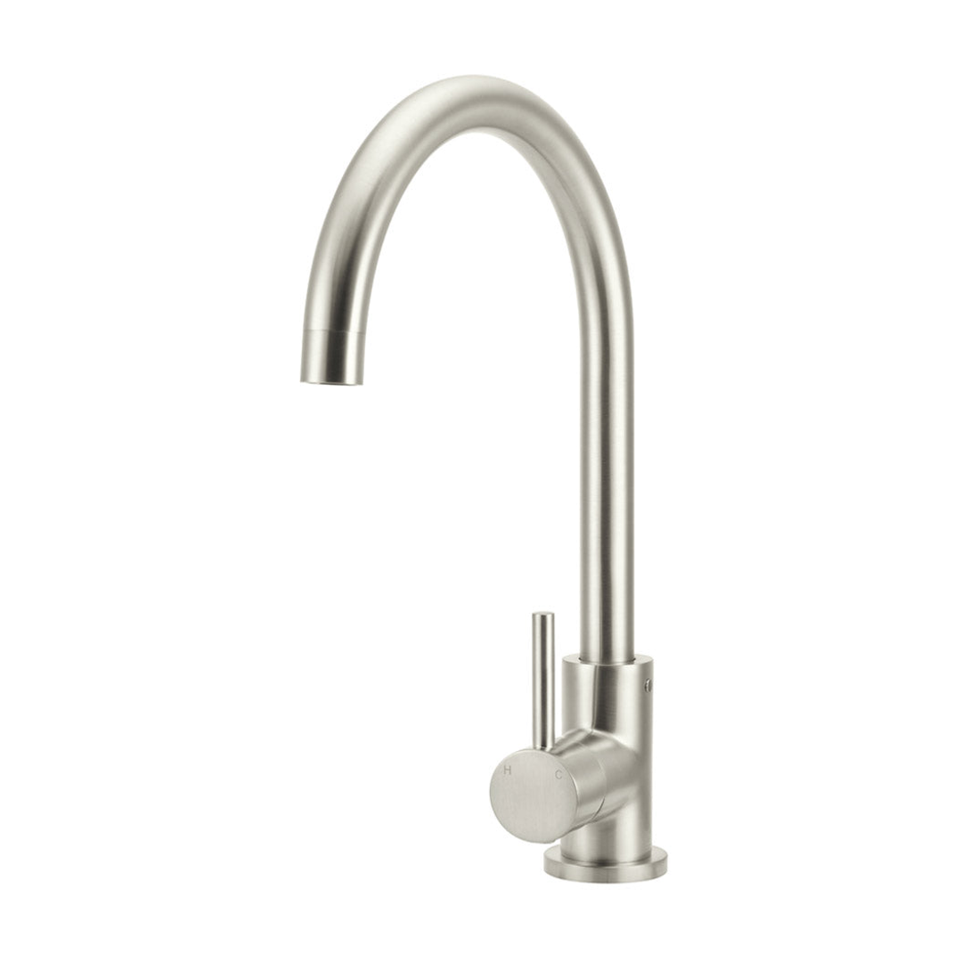 Meir Round Gooseneck Kitchen Mixer Tap Brushed Nickel