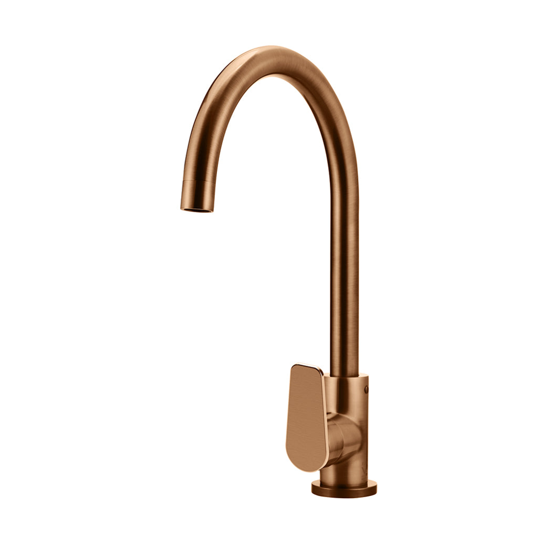 Meir Round Paddle Gooseneck Kitchen Mixer Tap Lustre Bronze