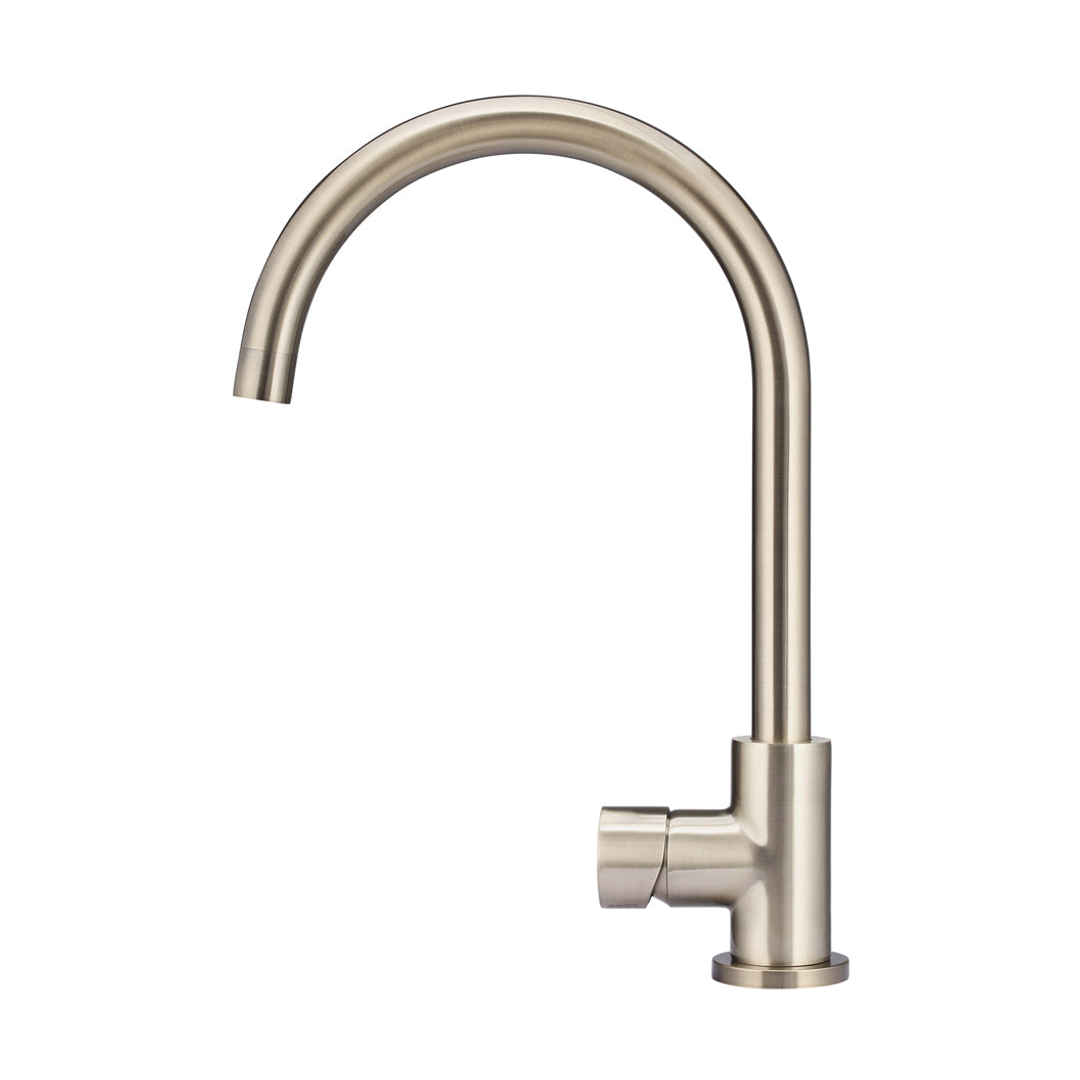Meir Round Pinless Gooseneck Kitchen Mixer Tap Champagne