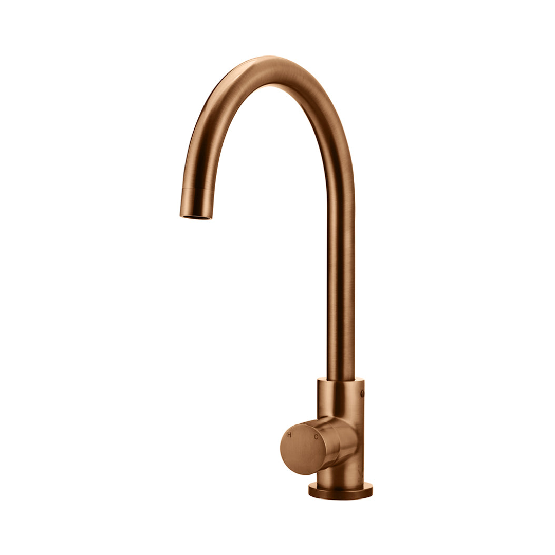Meir Round Pinless Gooseneck Kitchen Mixer Tap Lustre Bronze